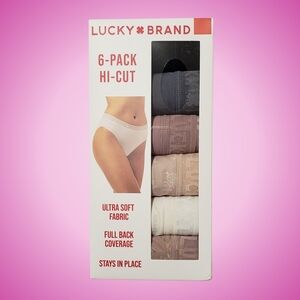 Lucky Brand Underwear Hi Cut Full Back Coverage Women Black Multi 6 Pairs NWT